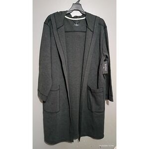 RHONE Heritage Midweight Robe Black Heather Captains Stitch Hood Relaxed  SZ S/M